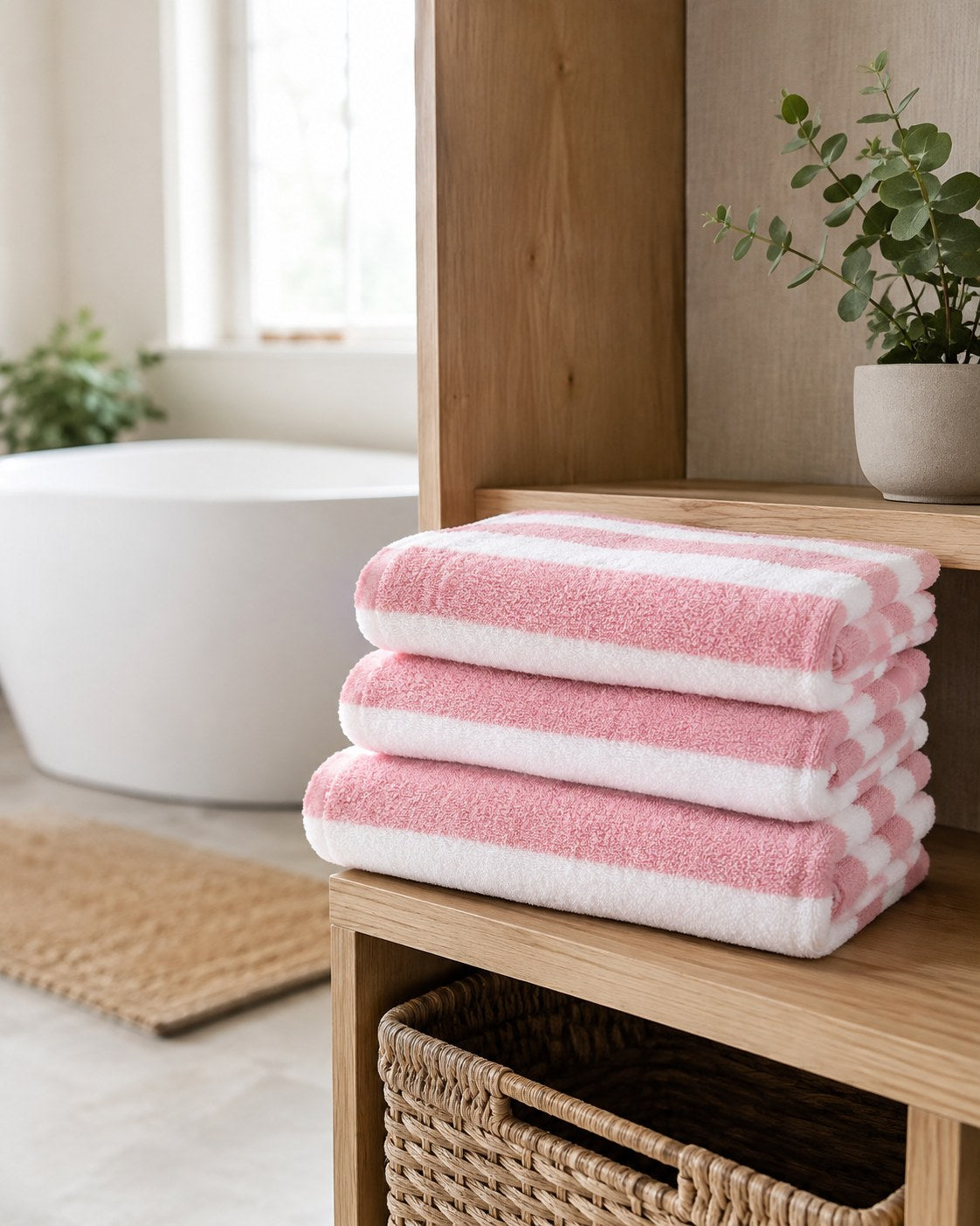 Coral Fleece Striped Towel Set — Soft, Plush & Quick-Dry