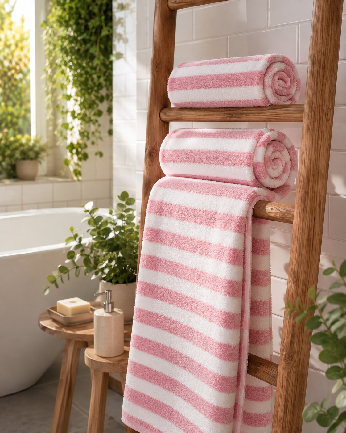 Coral Fleece Striped Towel Set — Soft, Plush & Quick-Dry