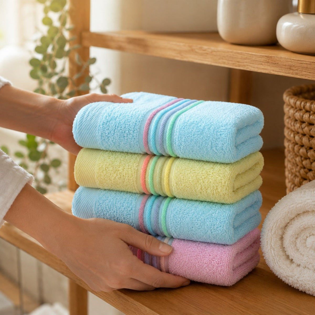 Soft Cotton Hand & Face Towel Set — Super Absorbent Everyday Towels