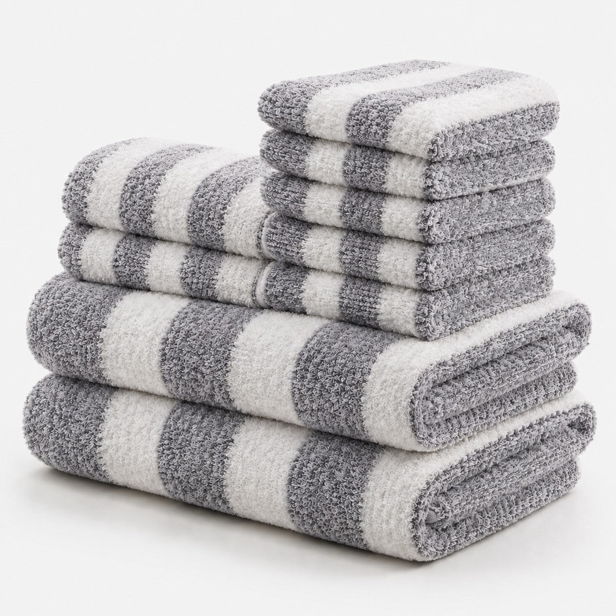 Coral Fleece Striped Towel Set — Soft, Plush & Quick-Dry