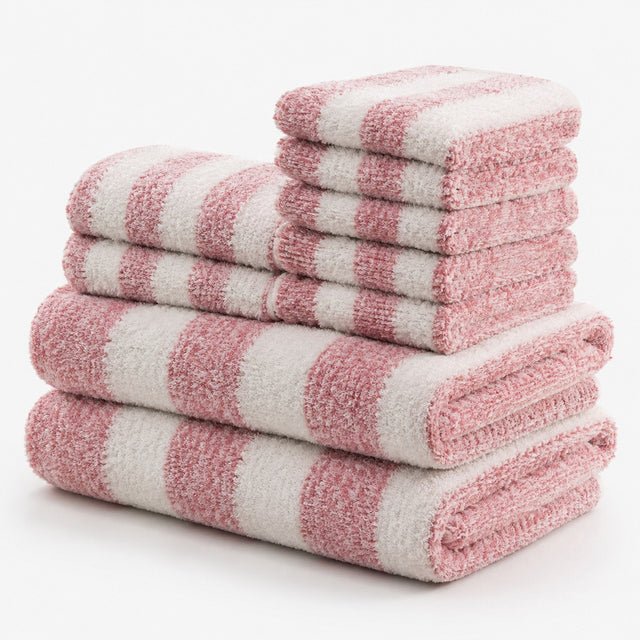 Coral Fleece Striped Towel Set — Soft, Plush & Quick-Dry