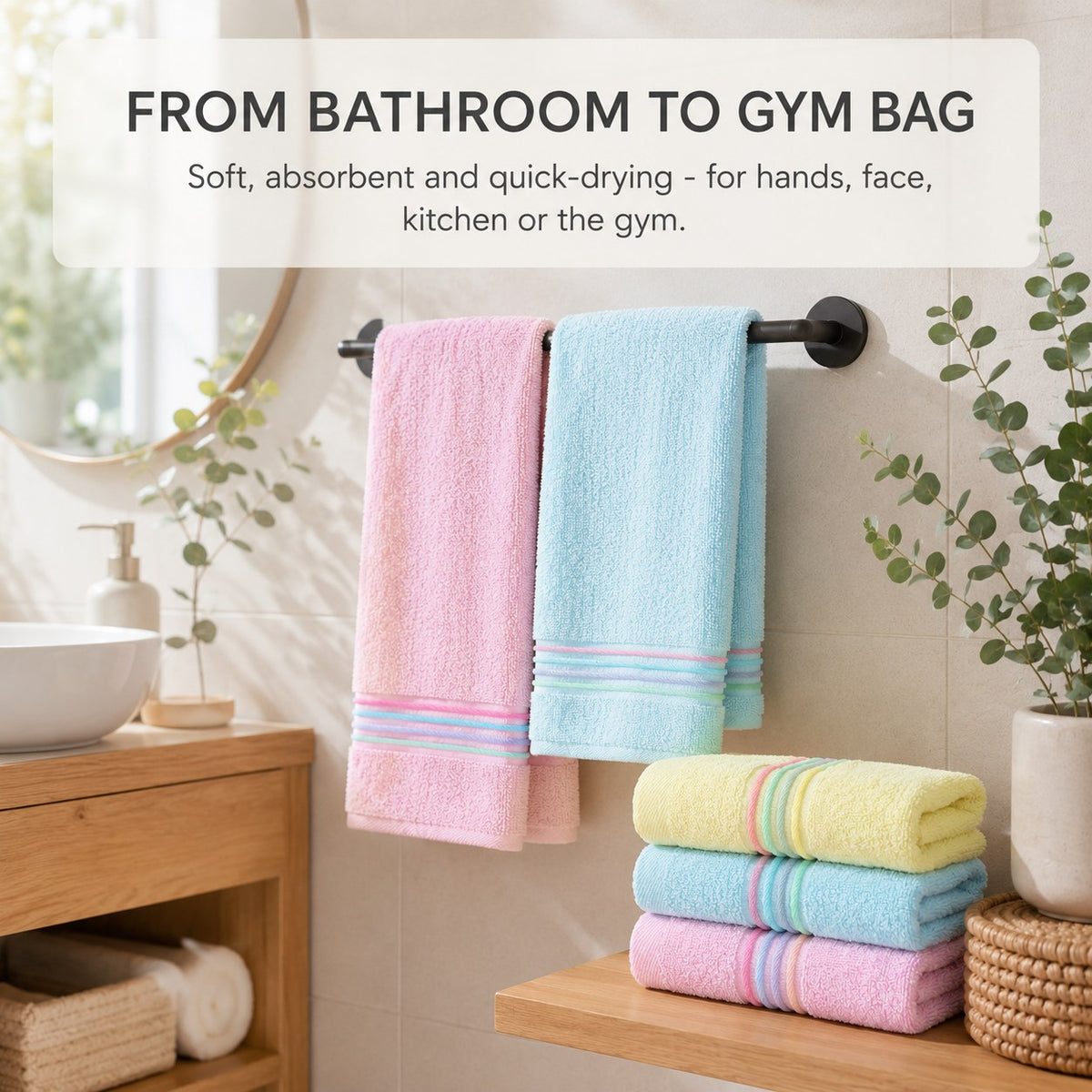 Soft Cotton Hand & Face Towel Set — Super Absorbent Everyday Towels